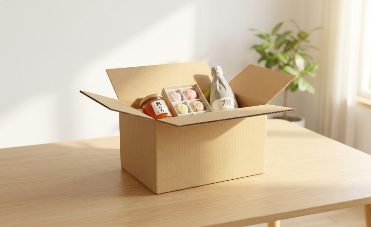 届いたばかりの特産名産品が入った箱を開ける瞬間のワクワクするお取り寄せ体験 届いたばかりの特産名産品が入った箱を開ける瞬間のワクワクするお取り寄せ体験